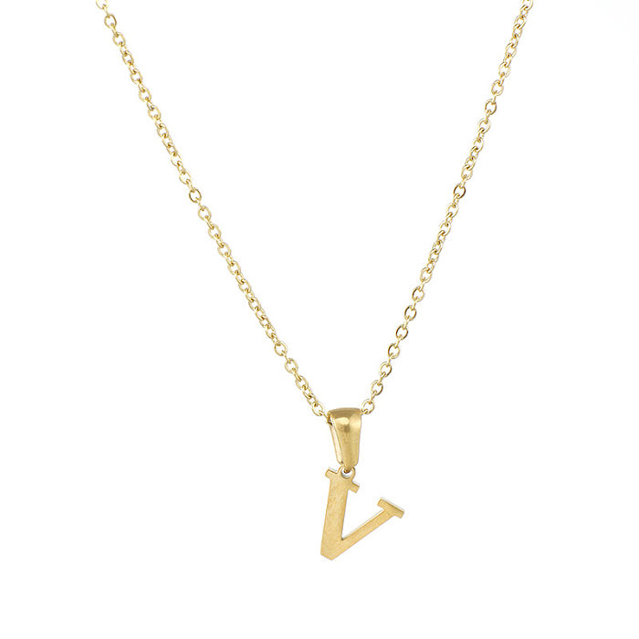 Collier en Acier Inoxydable Lettre de Style Simple 1 Pièce