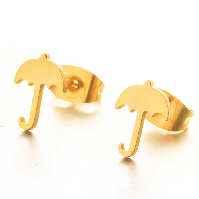 Brincos de guarda-chuva simples em ouro brilhante e prata