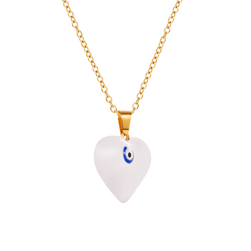 Classic Style Devil'S Eye Heart Shape Stainless Steel Enamel Gold Plated Zircon Pendant Necklace 1 Piece
