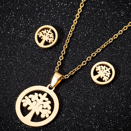 1 Set Cartoon Style Plant Stainless Steel Plating Necklace