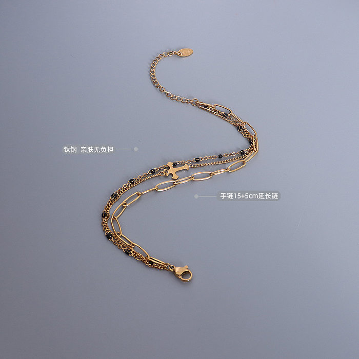 Bracelet européen et américain Bracelet croisé à trois couches Bracelet en acier titane