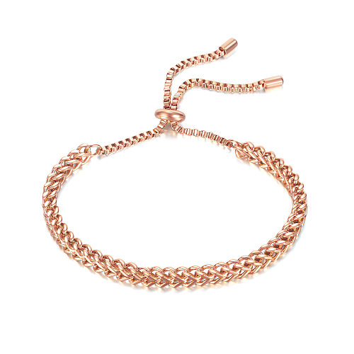 Moda retrô de aço inoxidável geométrico rosa pulseira banhada a ouro