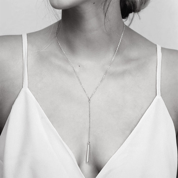 Geometric Y-shaped Long Female Necklace Stainless Steel  Necklace Clavicle Chain