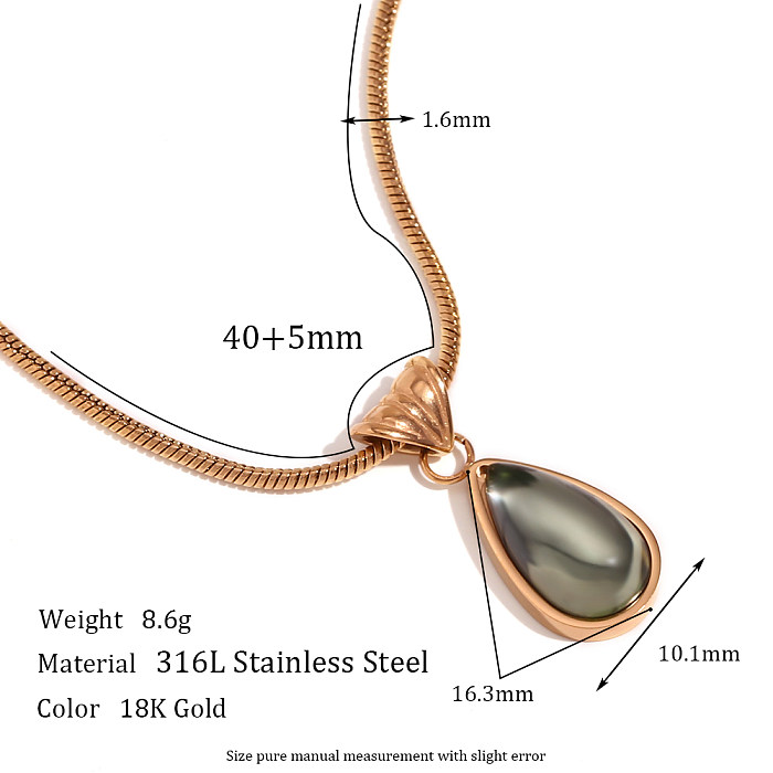 Vintage Style Classic Style Water Droplets Stainless Steel  Plating Inlay Rhinestones 18K Gold Plated Pendant Necklace