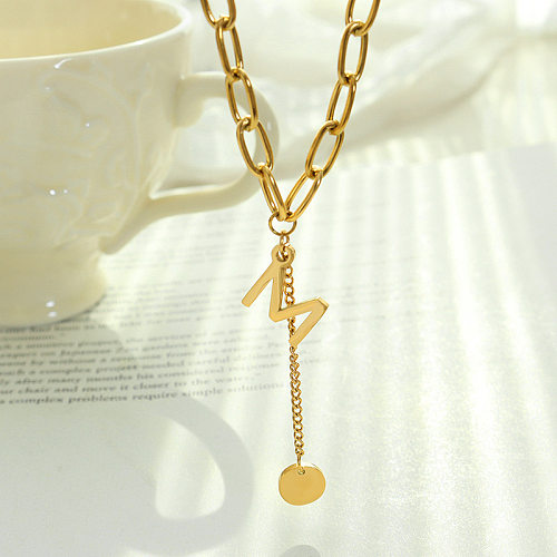 Fashion Letter Stainless Steel Pendant Necklace Plating Stainless Steel  Necklaces