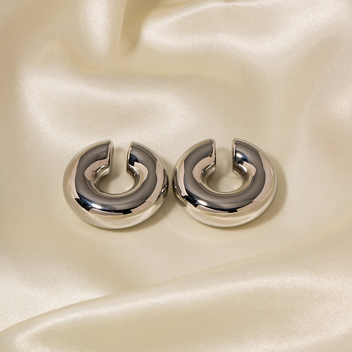 1 paire de clips d'oreilles plaqués or 18 carats, style simple, en forme de C, en acier inoxydable