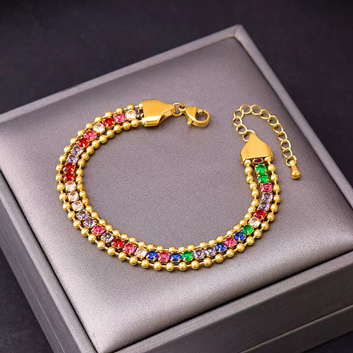 Bracelets plaqués or 18 carats avec incrustation de placage en acier et titane géométrique brillant Glam