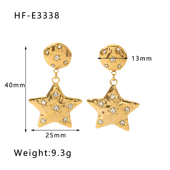 1 Pair Hip-Hop Vintage Style Classic Style Leaves Heart Shape Flower Tassel Plating Inlay Stainless Steel  Zircon 18K Gold Plated Earrings