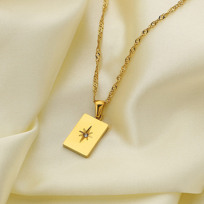 Rectangular Sunlight Pendant 18K Gold Plated Stainless Steel  Necklace