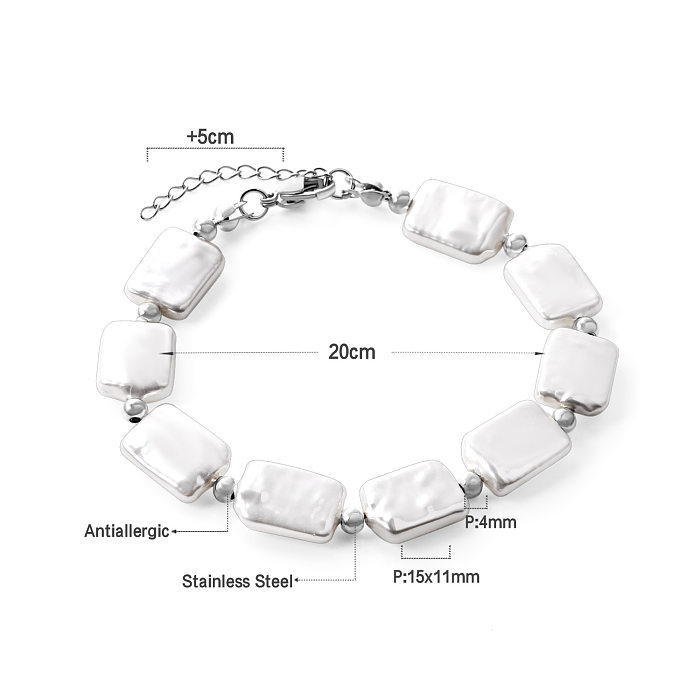 Simple Style Rectangle Stainless Steel Plating Bracelets