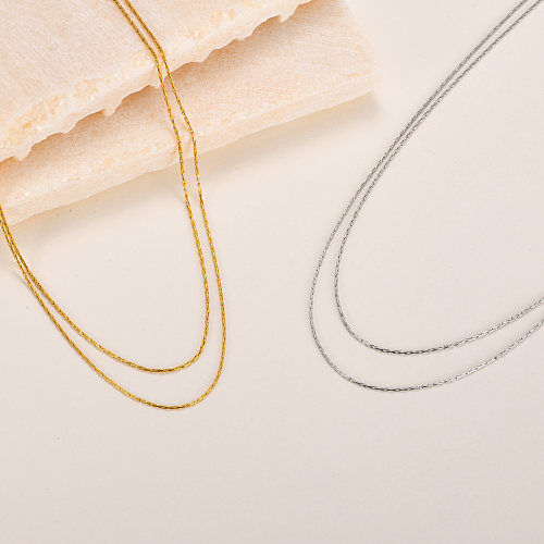 IG Style Simple Style Solid Color Stainless Steel  Layered Layered Necklaces