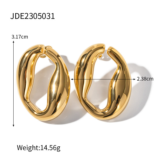 1 par de brincos banhados a ouro 18K estilo IG estilo streetwear com revestimento geométrico de aço inoxidável