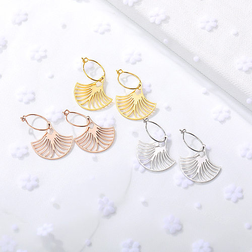 Fashion Sector Stainless Steel  Hollow Out Dangling Earrings 1 Pair