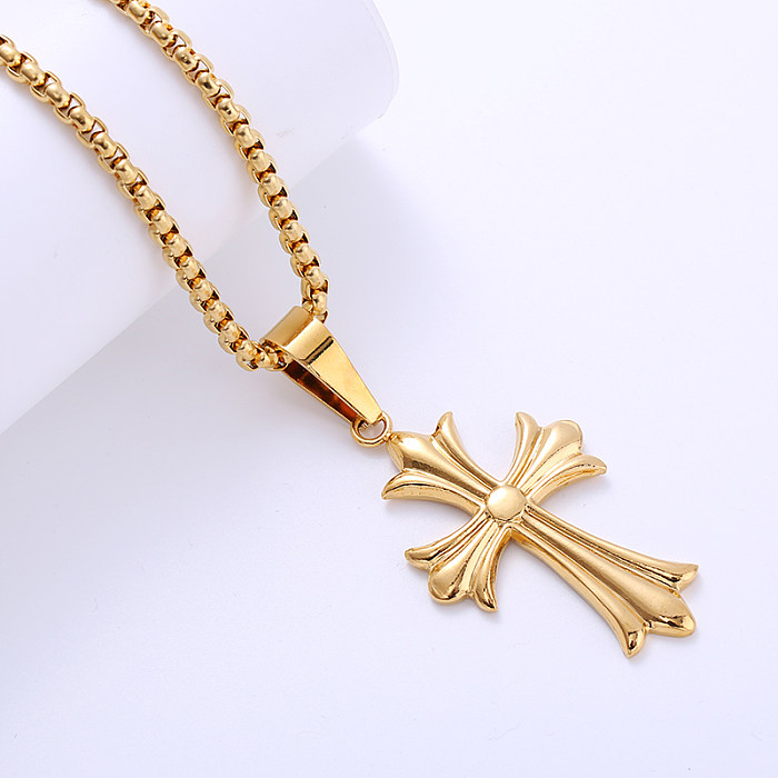 Gothic Cross Stainless Steel  Plating Pendant Necklace 1 Piece