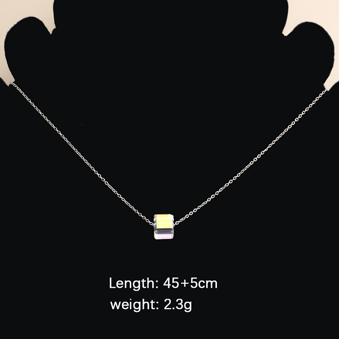 Simple Style Square Stainless Steel Plating Pendant Necklace