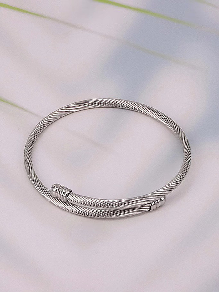 Wholesale Simple Style Solid Color Stainless Steel Plating 18K Gold Plated Bangle