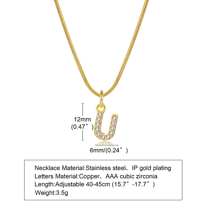 INS نمط بسيط إلكتروني الفولاذ المقاوم للصدأ تصفيح البطانة الزركون 18K الذهب مطلي قلادة قلادة