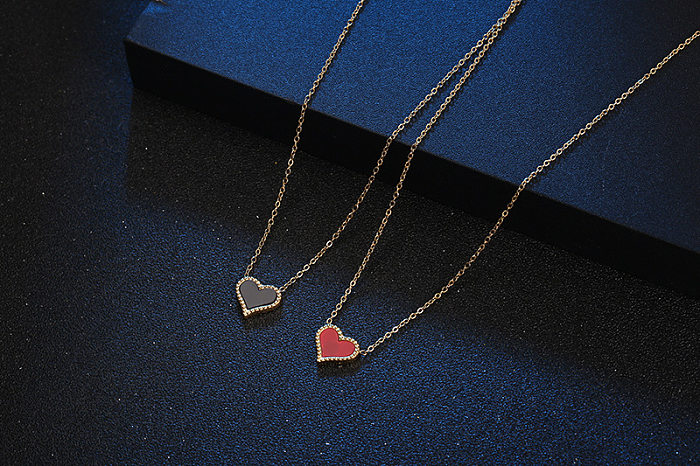 Simple Style Heart Shape Stainless Steel Gold Plated Pendant Necklace In Bulk