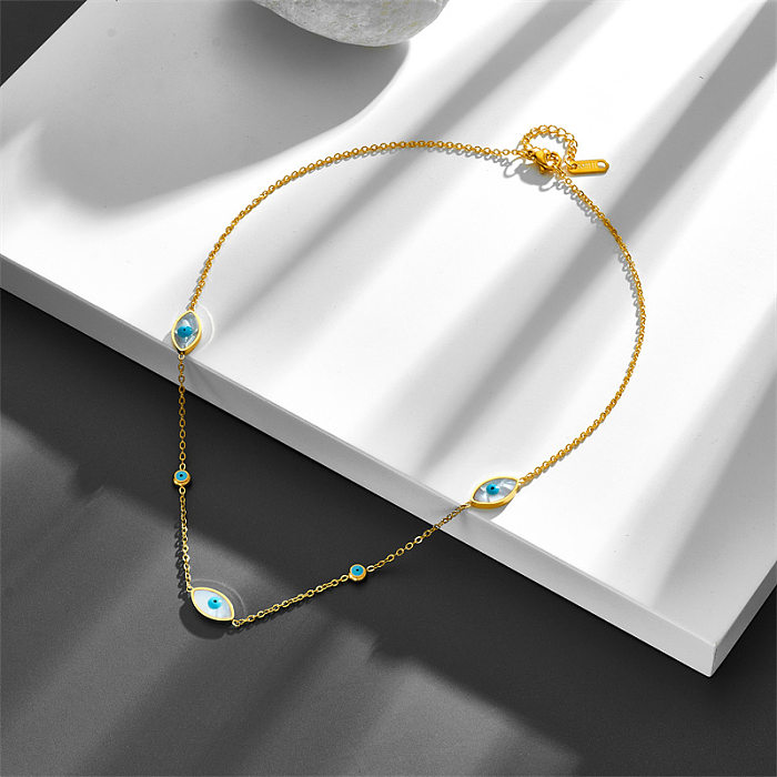 Elegant Eye Stainless Steel Plating 18K Gold Plated Necklace