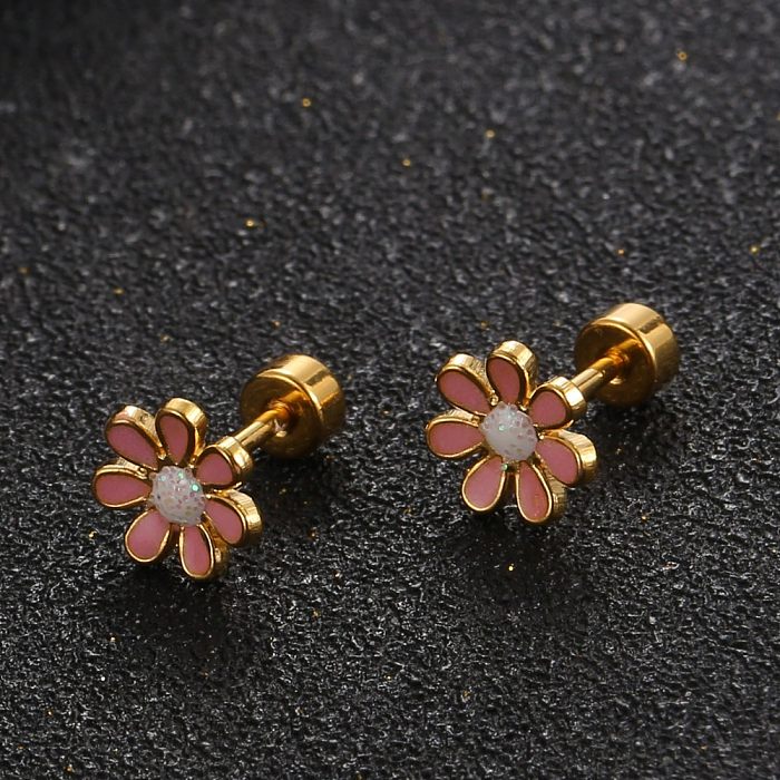 Three-dimensional Petal Flower Stainless Steel Earrings Ear Clip Single