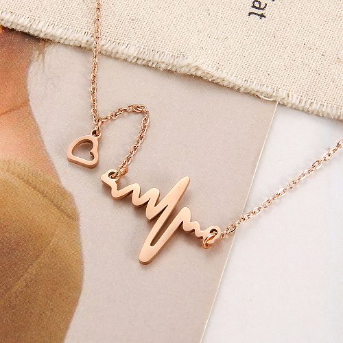 Basic Electrocardiogram Stainless Steel  Stainless Steel Plating Pendant Necklace