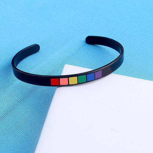 Einfache Regenbogen-Manschettenarmbänder aus Edelstahl