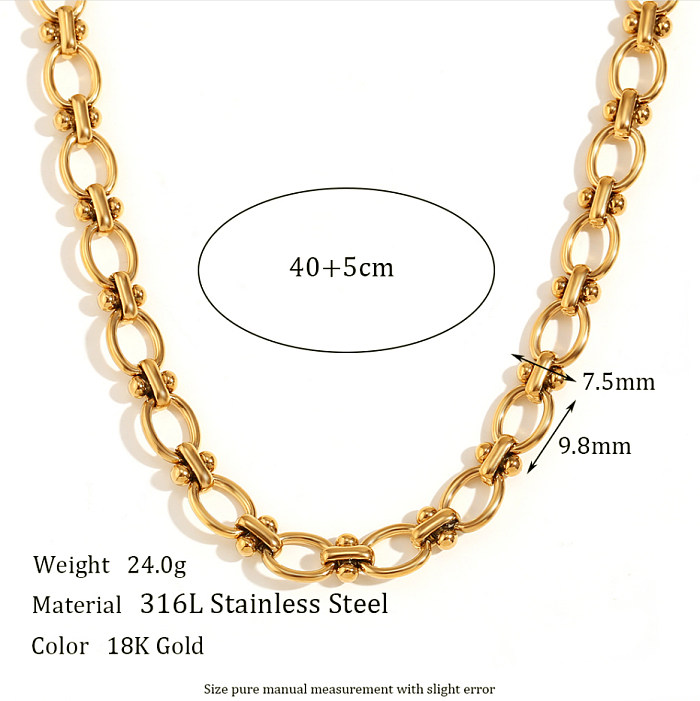 Estilo simple Estilo clásico Color sólido Chapado en acero inoxidable Collar chapado en oro de 18 quilates