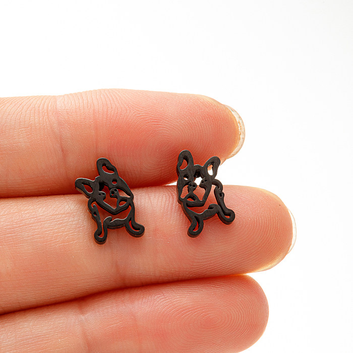 1 paire de clous d'oreilles en acier inoxydable plaqué or 18 carats, style simple, motif animal ajouré