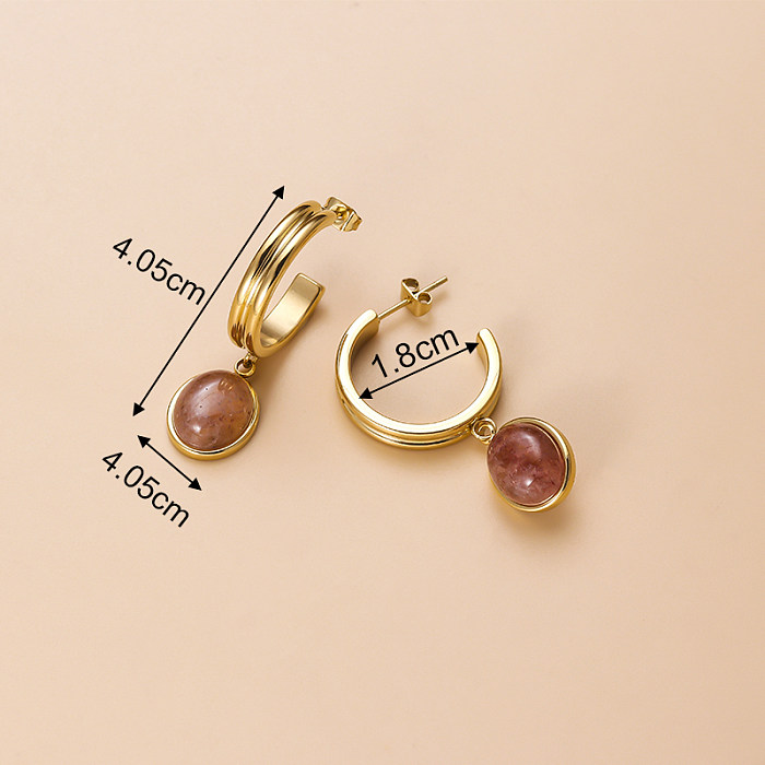 Boucles d'oreilles géométriques de Style Vintage, placage en acier inoxydable, pierre naturelle, perle, Zircon, 1 paire