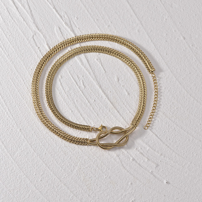 Einfache Halskette mit Schleifenknoten aus Edelstahl, 1 Stück