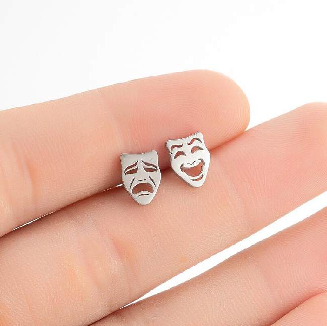 1 Pair Exaggerated Human Face Stainless Steel  Plating Ear Studs