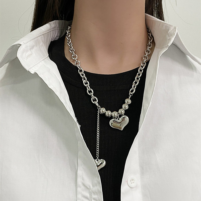 Modische Halskette in Herzform mit Rosen-Edelstahlbeschichtung