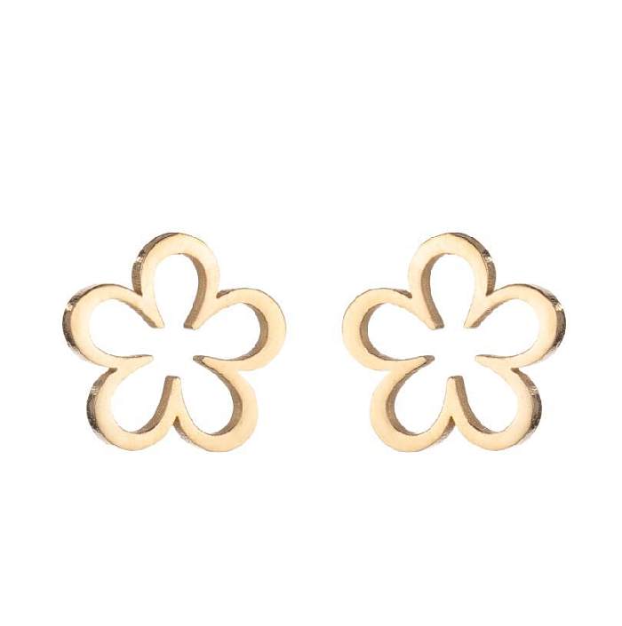 1 Pair Fashion Flower Stainless Steel Plating Ear Studs