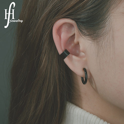 Corée Simple sans pince d'oreille percée en acier inoxydable Style Punk pince d'oreille os gros bijoux
