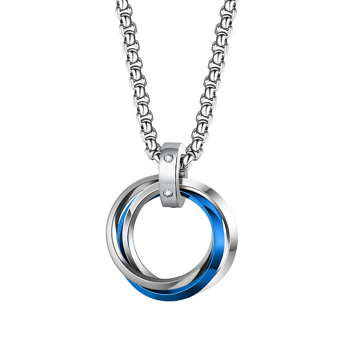 Retro Solid Color Stainless Steel  Pendant Necklace 1 Piece