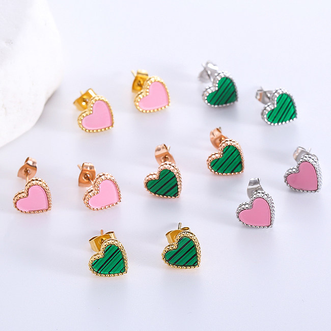 1 Pair Simple Style Heart Shape Plating Stainless Steel  18K Gold Plated Rose Gold Plated Ear Studs