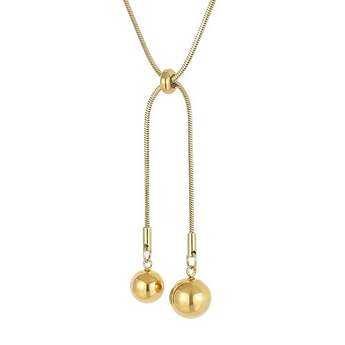 Modische, verstellbare Schlangenknochen-Halskette mit goldenem Perlenanhänger aus Edelstahl