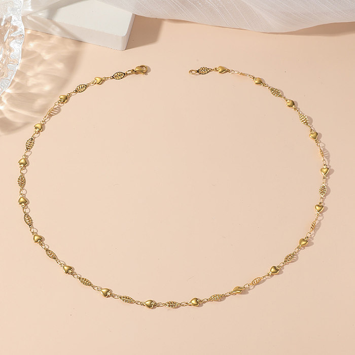 Lässige, moderne Herzform-Edelstahl-Polierbeschichtung mit 18 Karat vergoldeter Halskette