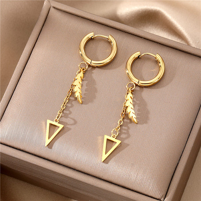 Fashion Triangle Feather Snake Stainless Steel  Plating Stainless Steel Dangling Earrings 1 Pair