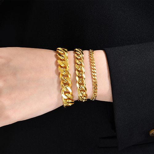 Wholesale Hip-Hop Geometric Stainless Steel 18K Gold Plated Bracelets