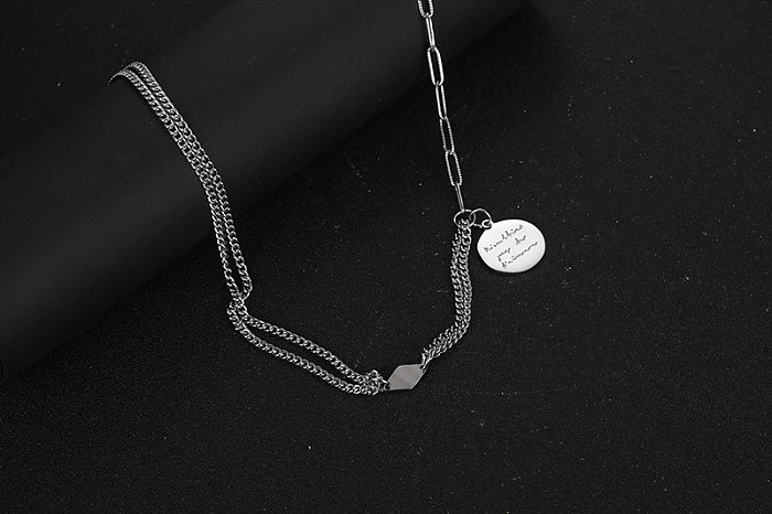 Simple Style Commute Solid Color Stainless Steel Pendant Necklace In Bulk