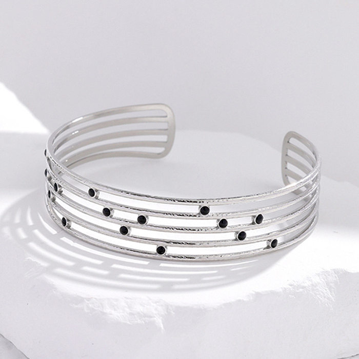 Bracelet plaqué émail en acier inoxydable à points ronds de style simple, 1 pièce