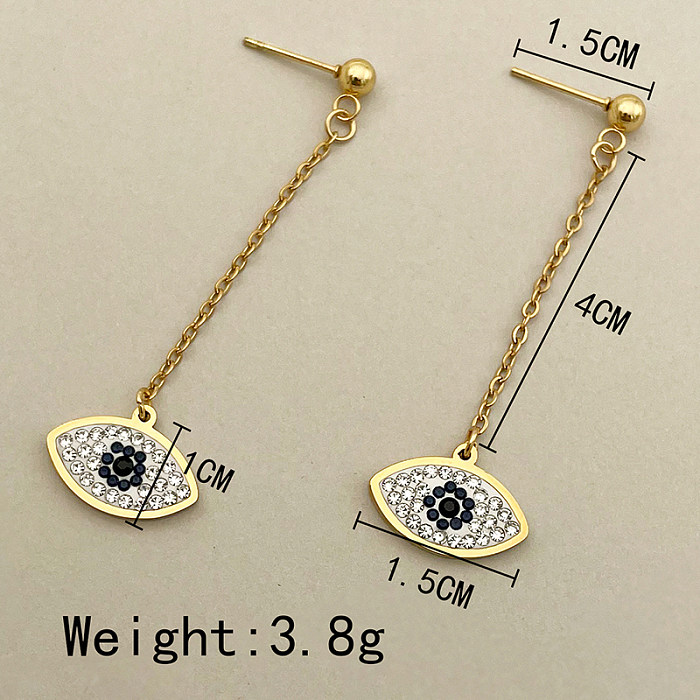 1 Pair Funny Modern Style Commute Eye Plating Inlay Stainless Steel  Zircon Gold Plated Drop Earrings