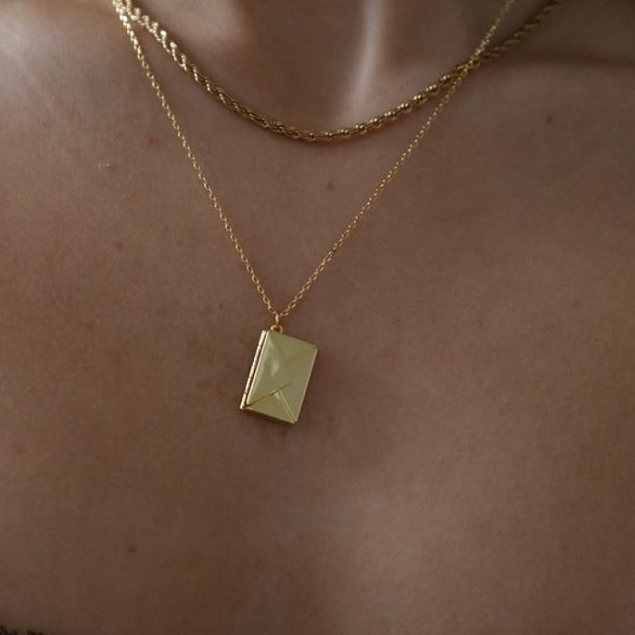 IG Style Envelope Stainless Steel  Plating 18K Gold Plated Pendant Necklace