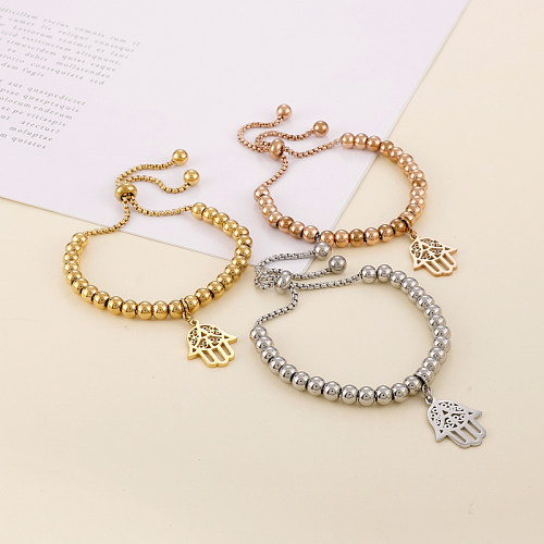 Bracelets élégants en plaqué or 18 carats avec perles en acier inoxydable