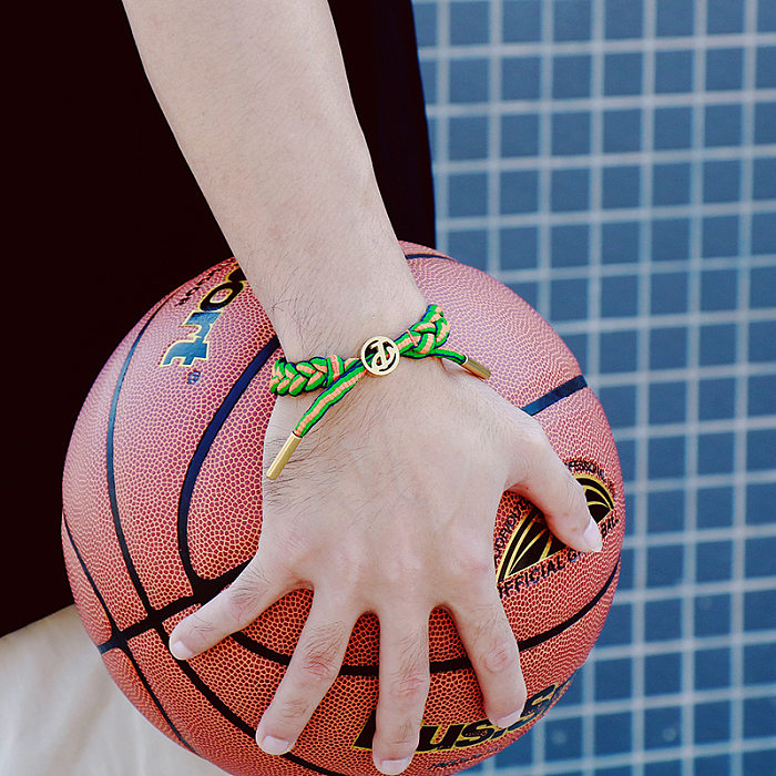 Cadarços de basquete ajustáveis ​​de aço inoxidável da moda, letra dourada P, alça de mão trançada