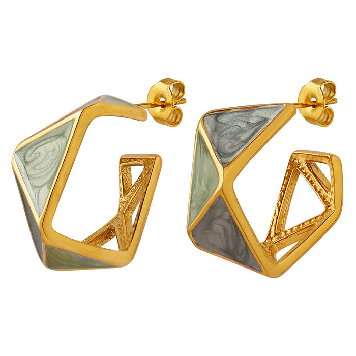 1 par de brincos triangulares de aço inoxidável com revestimento esmaltado de estilo simples