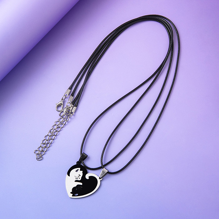 Mode Paar Yin Yang Katze Spleißen Pedent Edelstahl Halskette