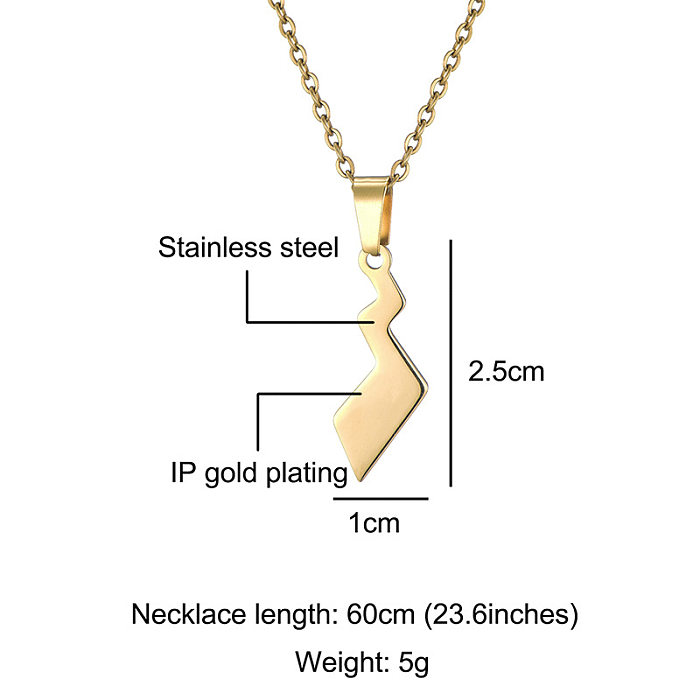 Casual Streetwear Lightning Stainless Steel  Pendant Necklace