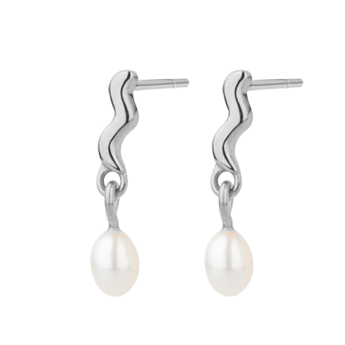 1 Pair Simple Style Solid Color Plating Inlay Stainless Steel  Pearl Gold Plated Drop Earrings